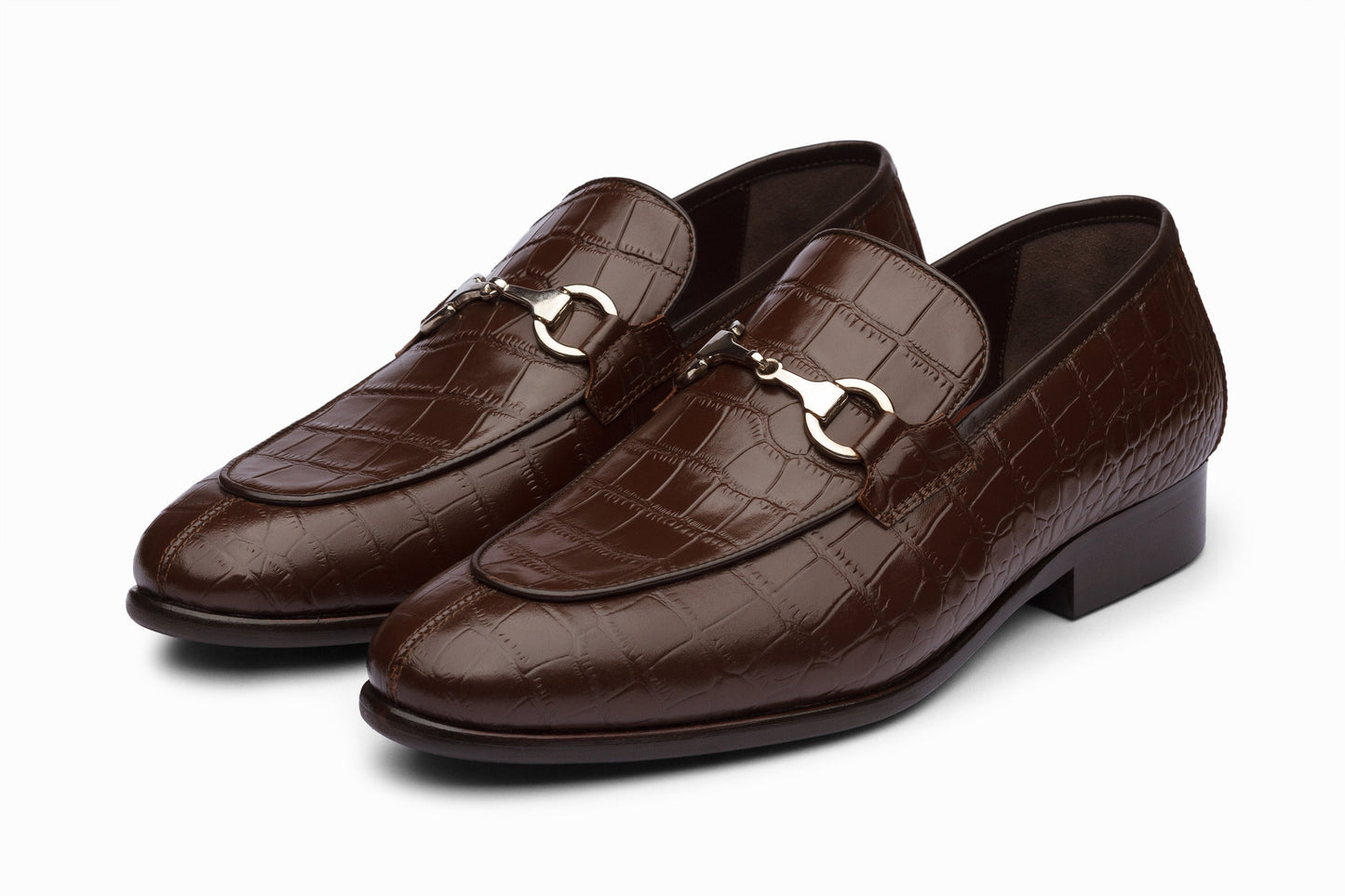 Crocodile Horsebit Loafers - Brown