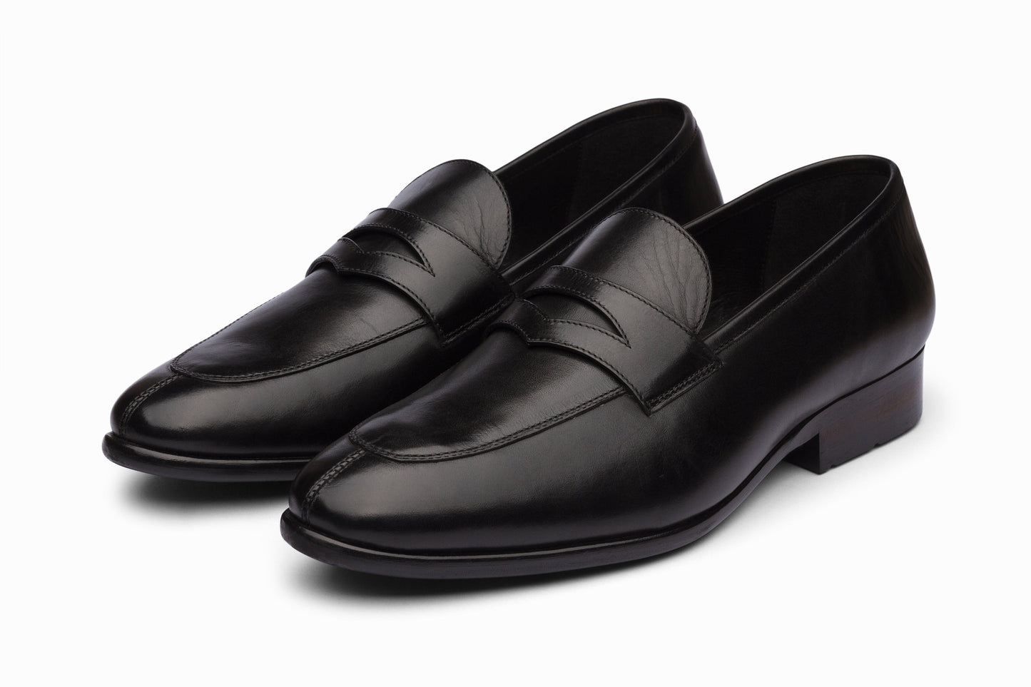 Split Toe Penny Loafers - Black