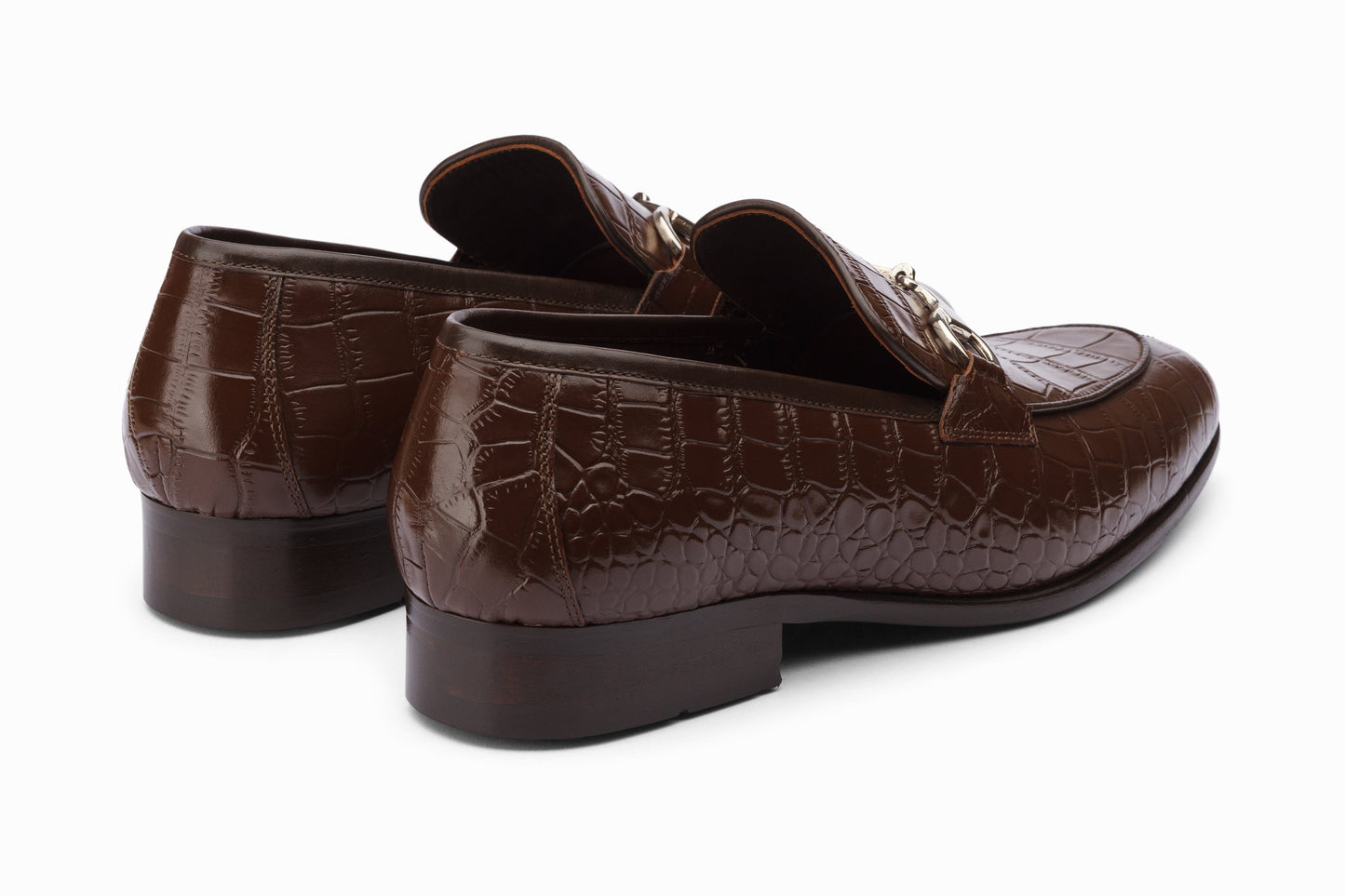 Crocodile Horsebit Loafers - Brown