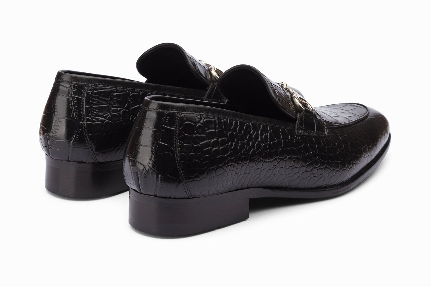 Crocodile Horsebit Loafers - Black