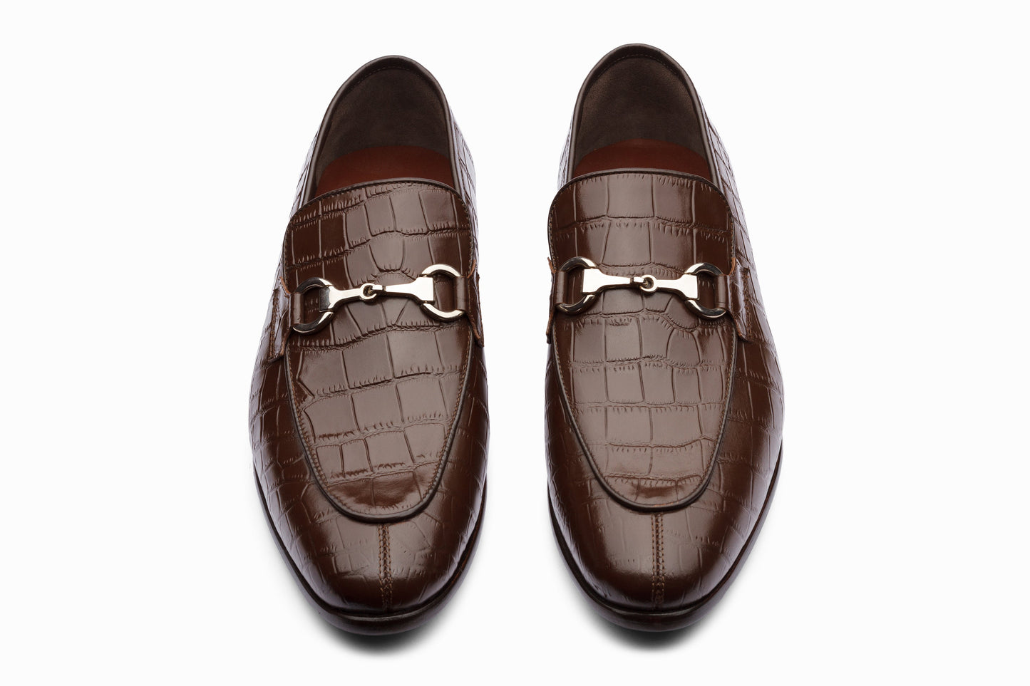 Crocodile Horsebit Loafers - Brown