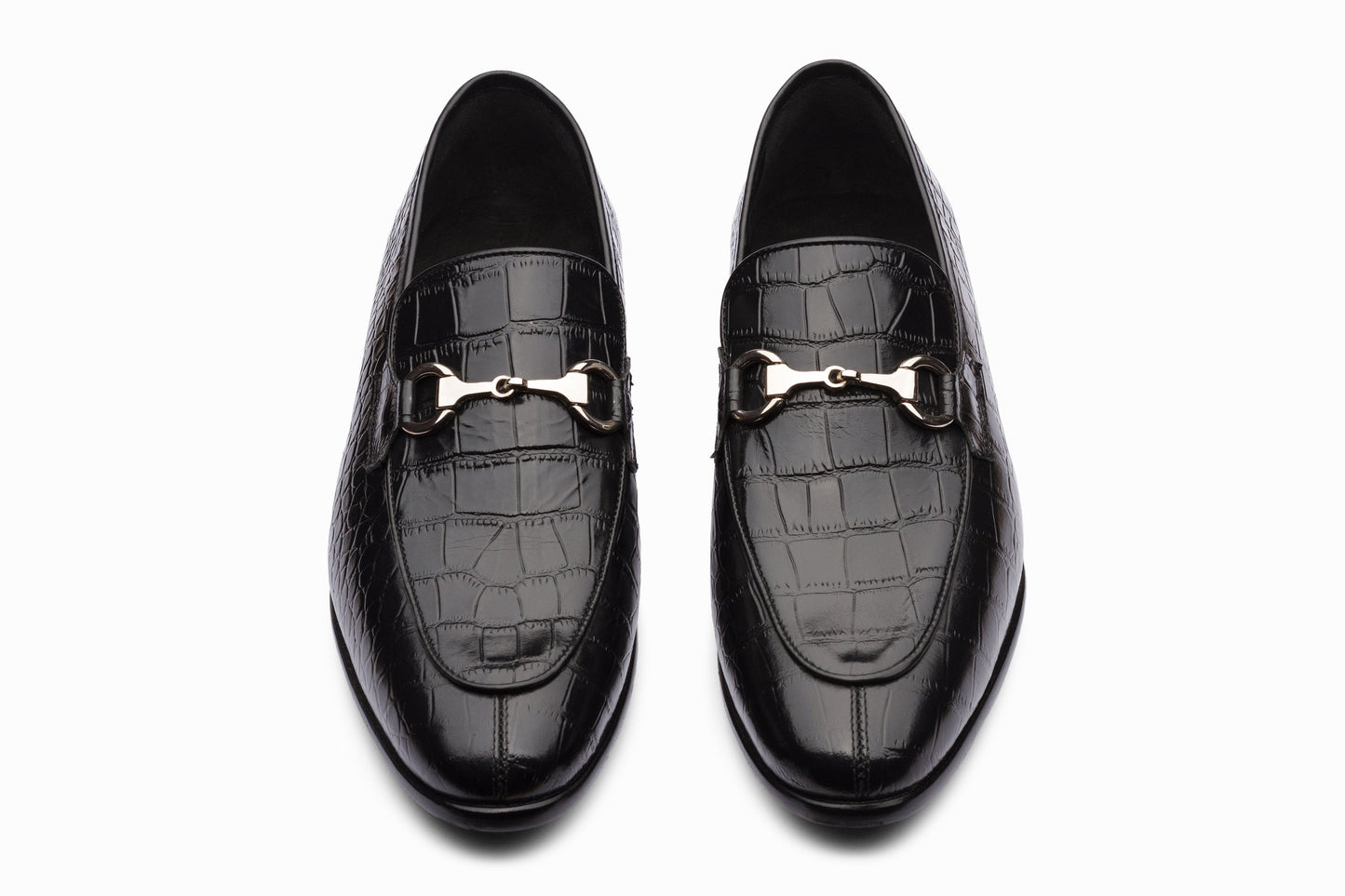 Crocodile Horsebit Loafers - Black