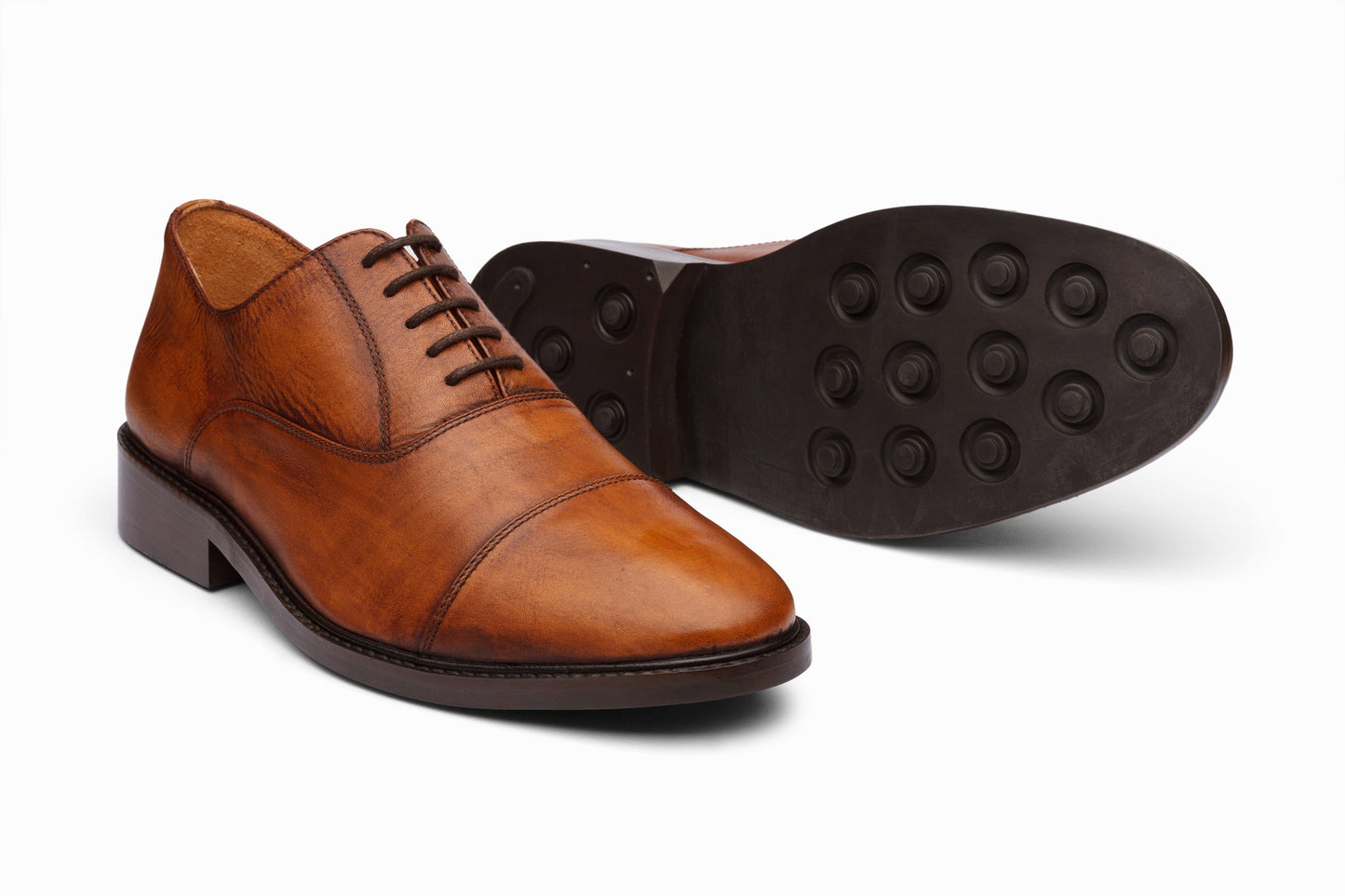Cap Toe Oxford - Distressed Tan Patina