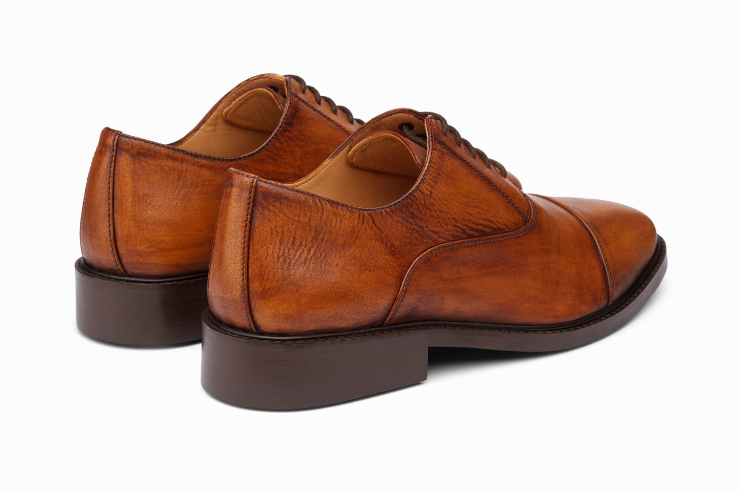 Cap Toe Oxford - Distressed Tan Patina