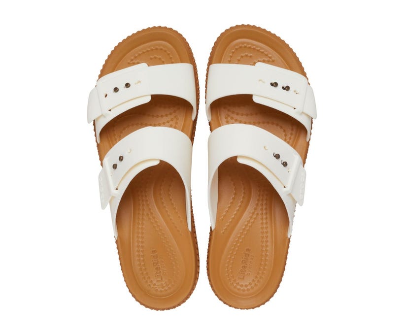 Comfortable Brooklyn Woven Buckle Chalk Women's Sandal with Lightweight Croslite Foundation