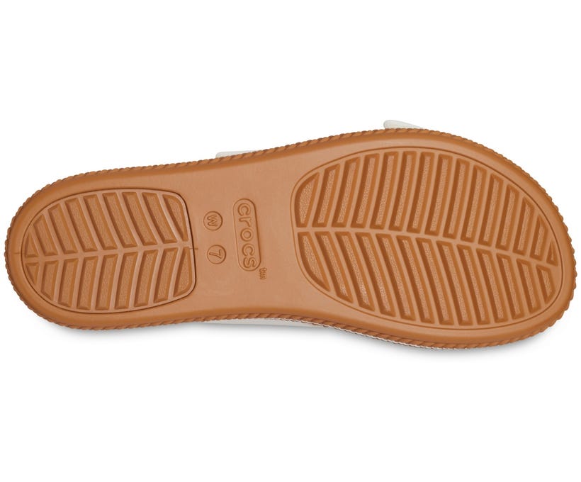 Comfortable Brooklyn Woven Buckle Chalk Women's Sandal with Lightweight Croslite Foundation