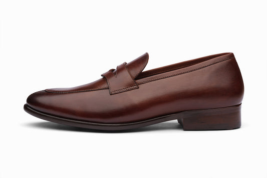 Split Toe Penny Loafers - Brown