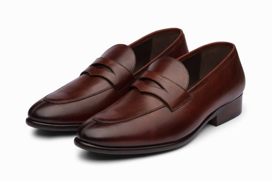 Split Toe Penny Loafers - Brown
