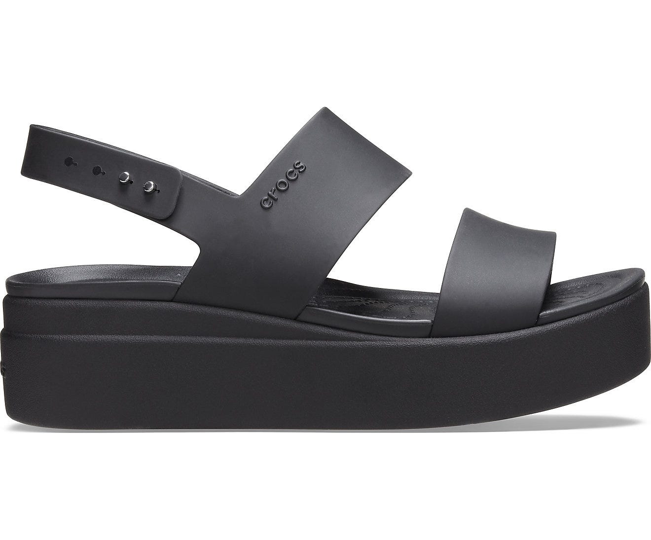 Crocs Brooklyn Low Black/Mushroom Women's Wedge Sandals for Ultimate Comfort