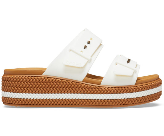 Comfortable Brooklyn Woven Buckle Chalk Women's Sandal with Lightweight Croslite Foundation